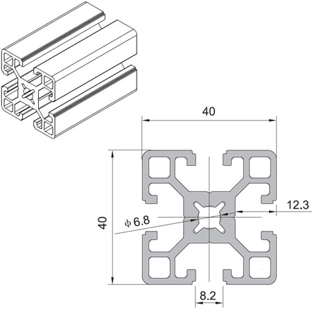 Profile 40x40-2N (unit: mm)