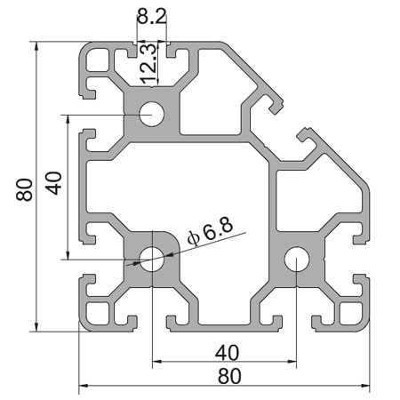 型材88x40Z（单位：mm）