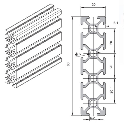 型材:20x80（單位：mm）