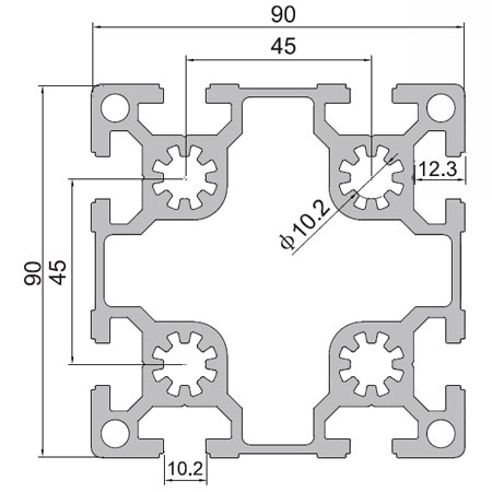 型材90x90（单位：mm）